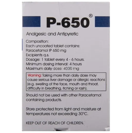 p 650mg tablet 10's